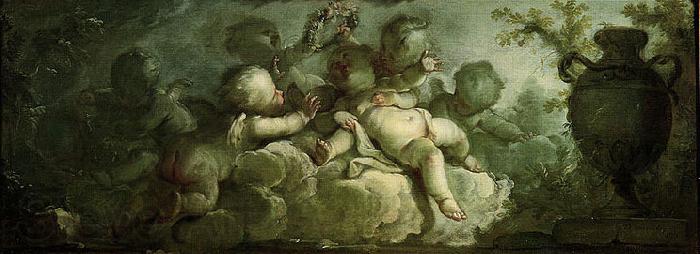 Dirk van der Aa Playing Putti on Clouds Norge oil painting art